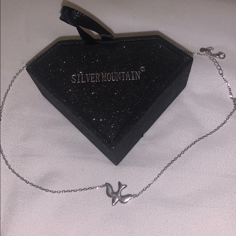 Sterling Sliver Sideways Dove Choker Necklace